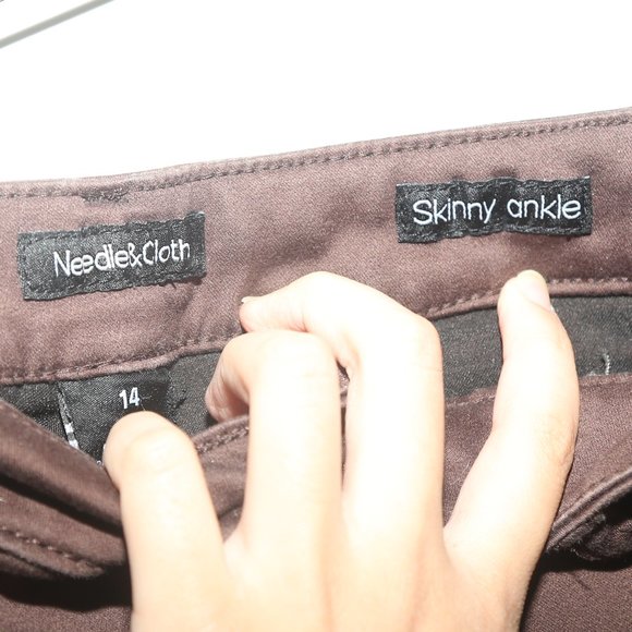 Needle & Cloth Skinny Ankle Pants High Rise Brown - Picture 7 of 9